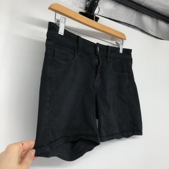 American Eagle black denim super stretch shorts size 4 jean shorts - Picture 9 of 12